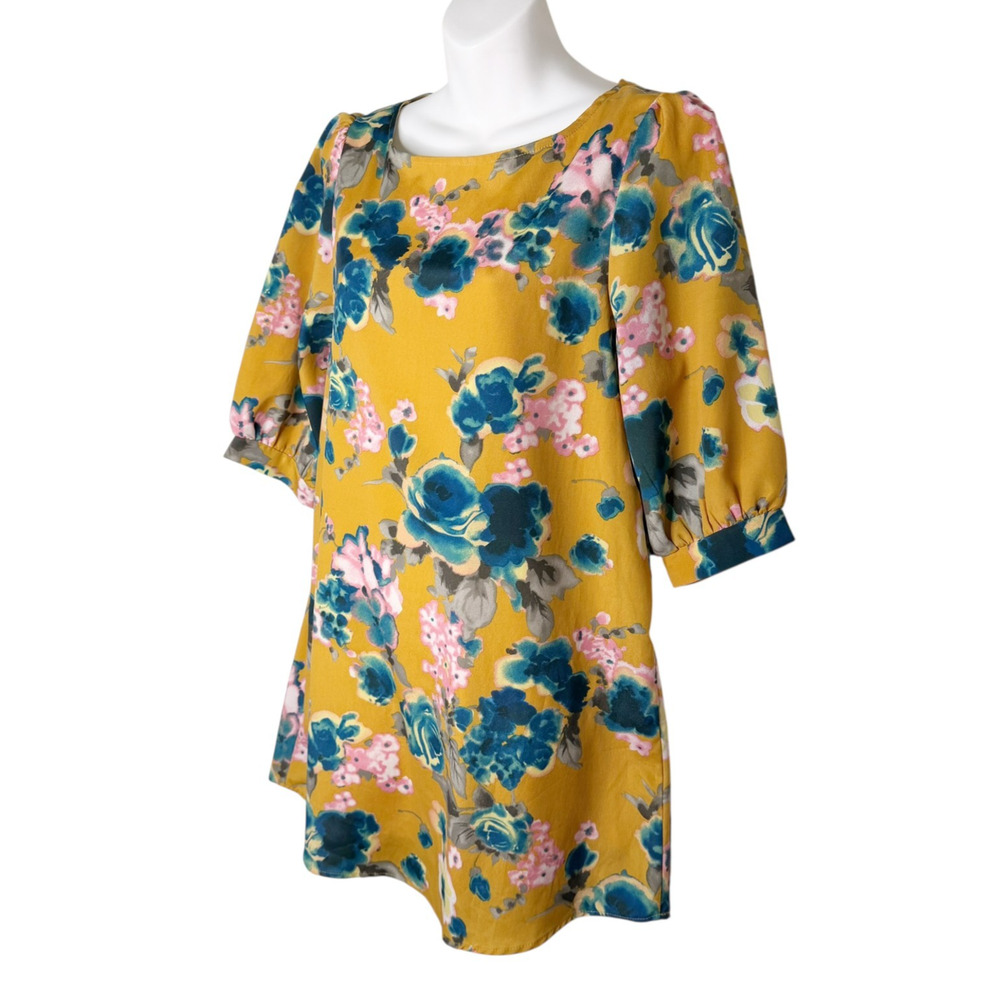 Everly Dress Womens Small Cottagecore‎ Boho 70s Lined Bell Sleeves Knee Length